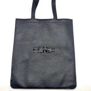 FENDI Black Leather Tote Bag